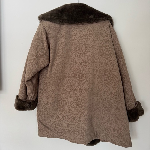 Jones New York Vintage Brown Faux Fur Trimmed Penny Lane Style Coat S - Picture 7 of 7